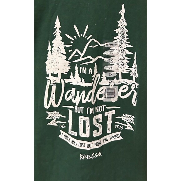 I’m A Wander,Luke 19:10 Green,Fruit Loom 100% Cotton T-Shirt 2X by Kerusso NWT - Picture 2 of 5